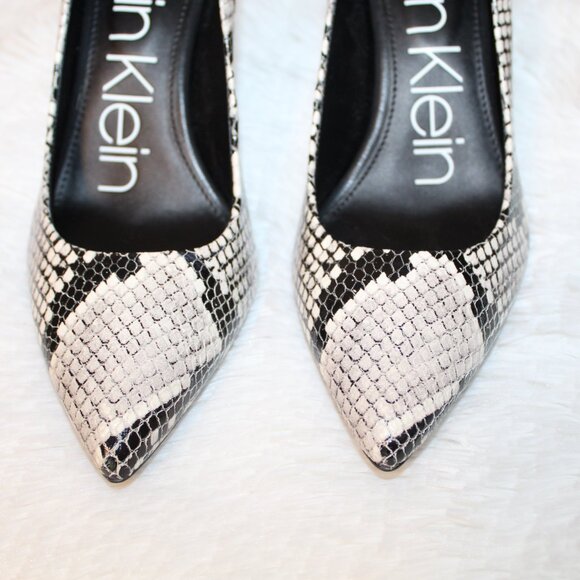 Calvin Klein Gayle Snakeskin-Print Leather Stiletto Pumps - Picture 10 of 13
